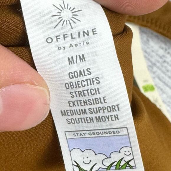 Offline By Aerie Goals Brown Ribbed Plunge Sports Bra Size Medium - Picture 8 of 11